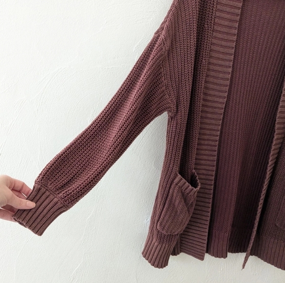 Aerie Burgundy Chunky Knit Oversized Open Front Cardigan Sweater Size XS/S - Picture 5 of 9